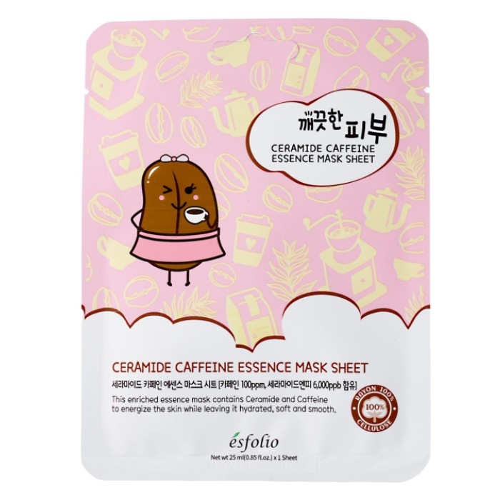 Тканевая маска для лица с керамидами и кофеином Esfolio Pure Skin Ceramide Caffeine Essence Mask Sheet