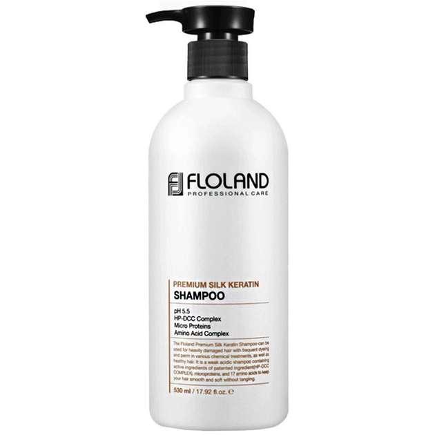 Восстанавливающий шампунь с кератином Floland Premium Silk Keratin Shampoo 530