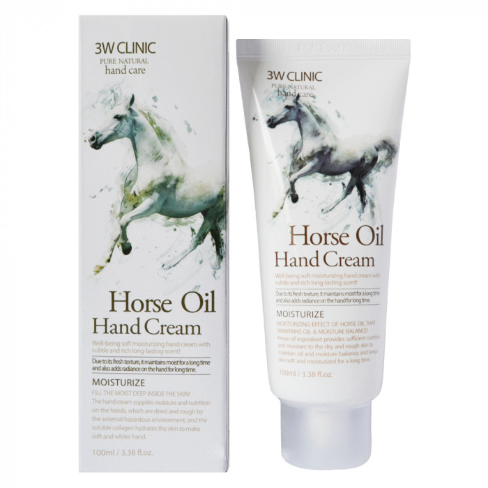 3W Clinic Крем для рук увлажняющий с лошадиным маслом Horse Oil Hand Cream, 100 мл.