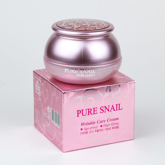 Bergamo Крем для лица с муцином улитки Pure snail wrinkle care cream