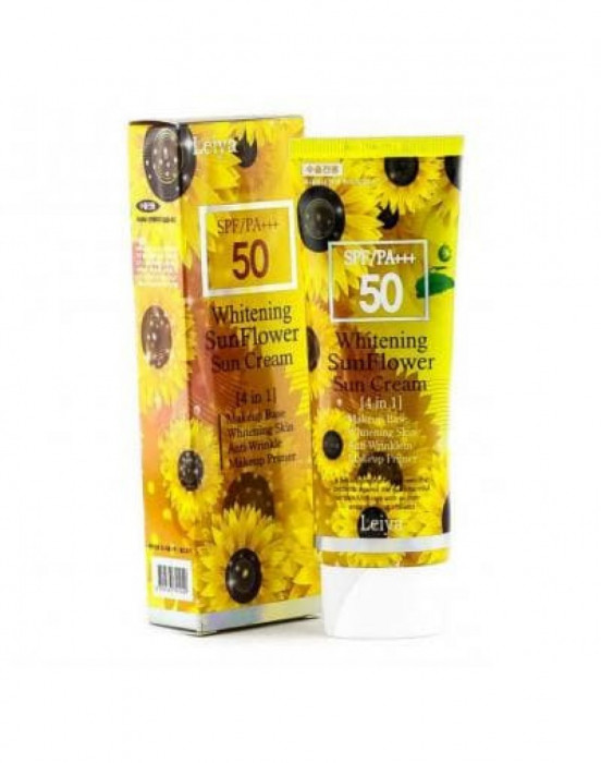 Leiya Whitening sun flower SUN CREAM SPF 50 PA Легкий отбеливающий солнцезащитный крем с маслом подсолнуха